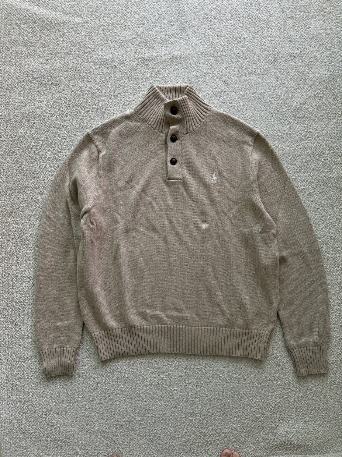 (새상품/정품) 폴로랄프로렌 버튼 반집업 니트 (베이지/남성L) 상품이미지2