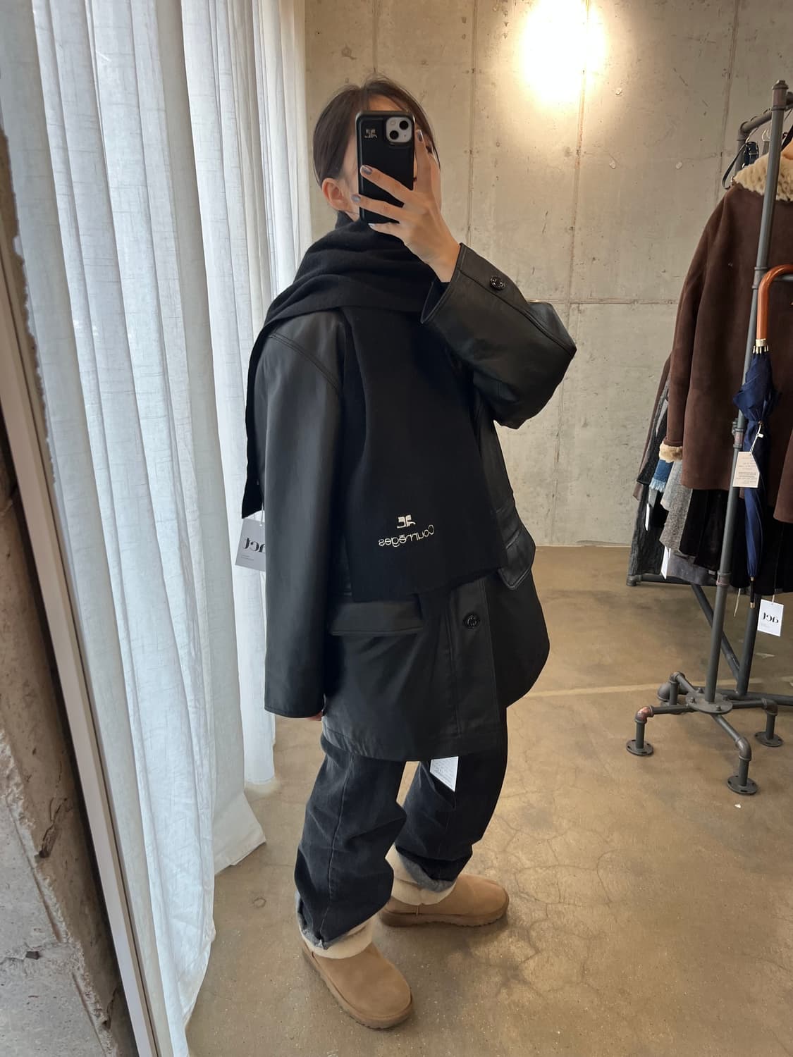 COURREGES 꾸레쥬 머플러 블랙 상품이미지4