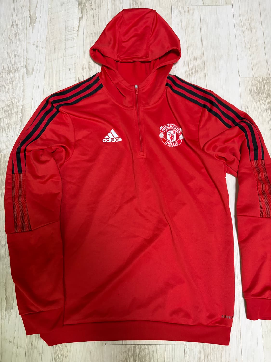 [US M] 아디다스 맨체스터 유나이티드 하프 후드 집 상품이미지1