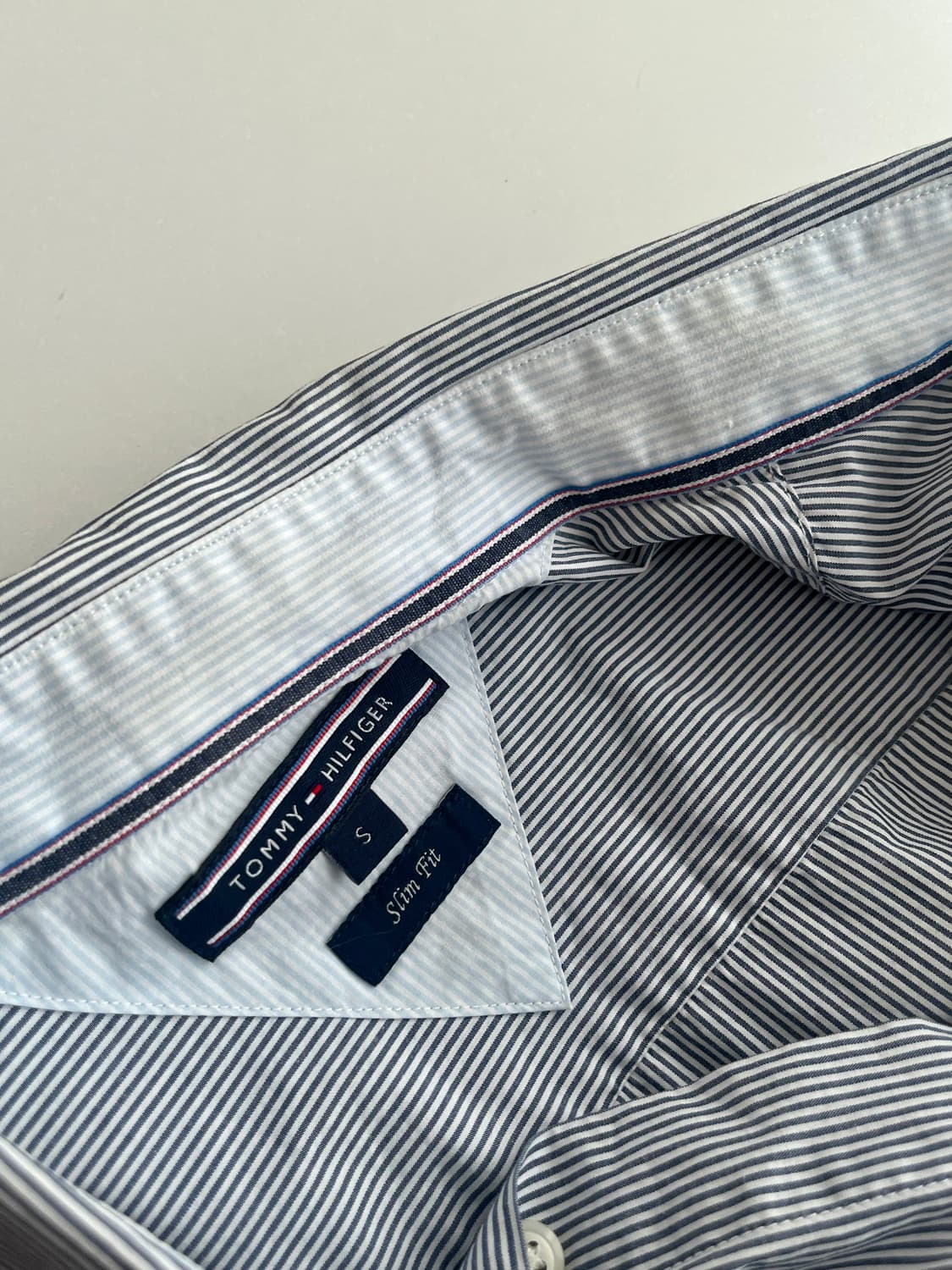 S) 타미힐피거 슬림핏 핀 스트라이프 셔츠 네이비 상품이미지5