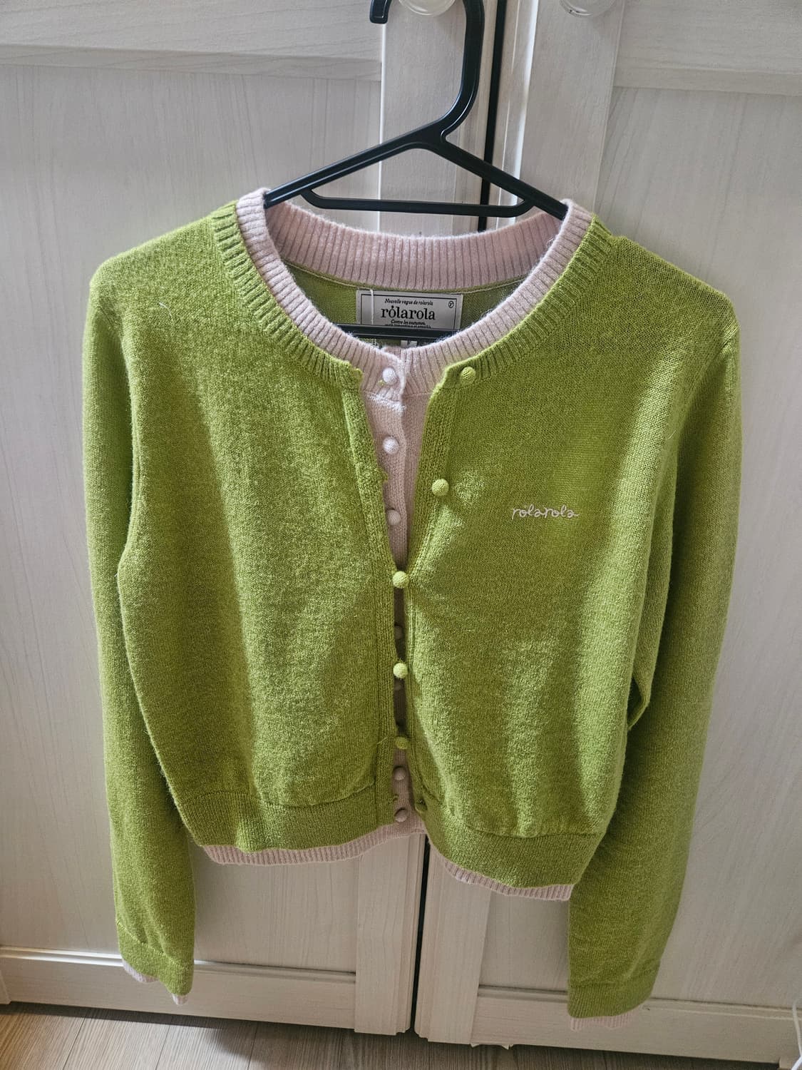 로라로라 올리브 핑크 레이어링 가디건 새상품  상품이미지5