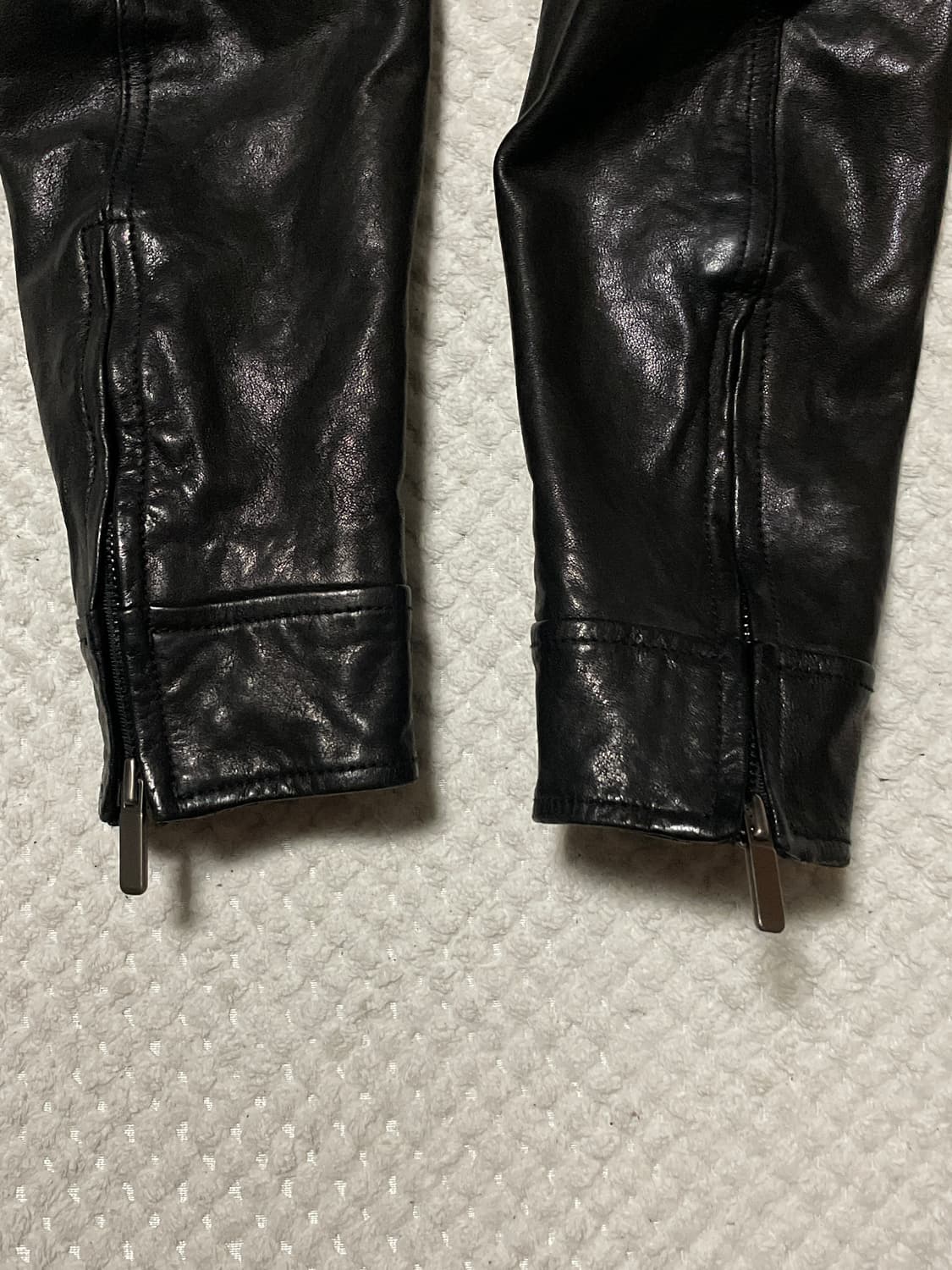 광희시장 웨스턴 무드 램스킨 양가죽 절개 레더 자켓 상품이미지7