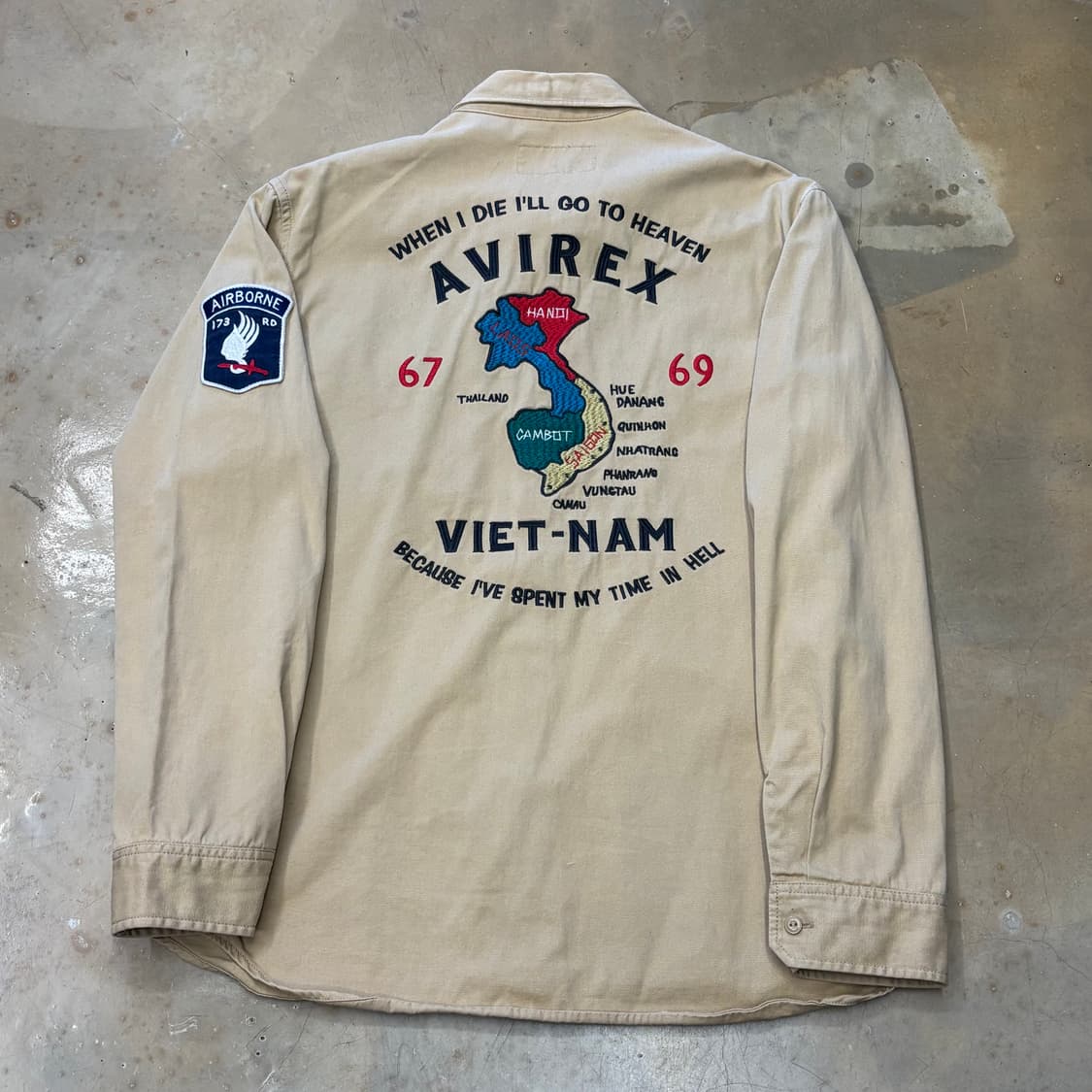 XL 아비렉스 베트남전쟁 173공수여단 플라이트 투포켓 셔츠  상품이미지2