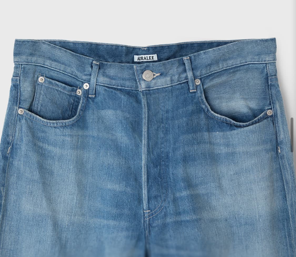 오라리 25ss 셀비지 라이트인디고 와이드 데님팬츠 상품이미지1