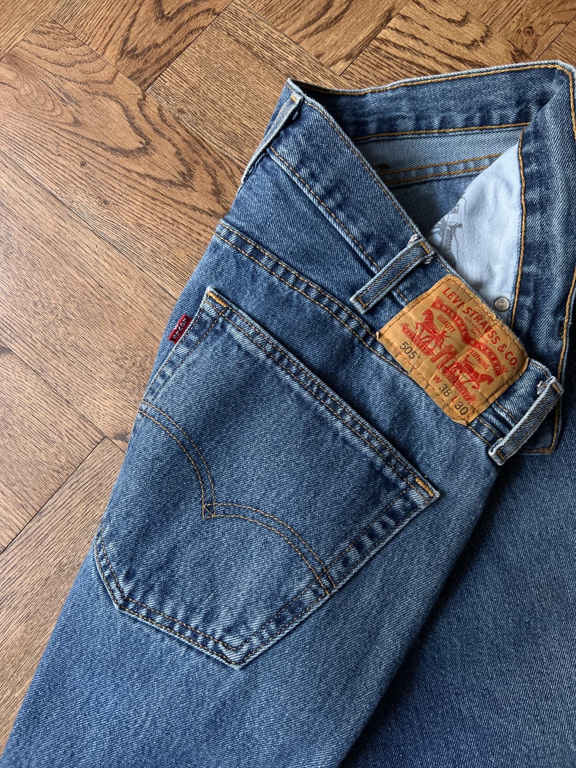 [38]리바이스 505 미디엄블루 워싱 데님 팬츠 상품이미지4