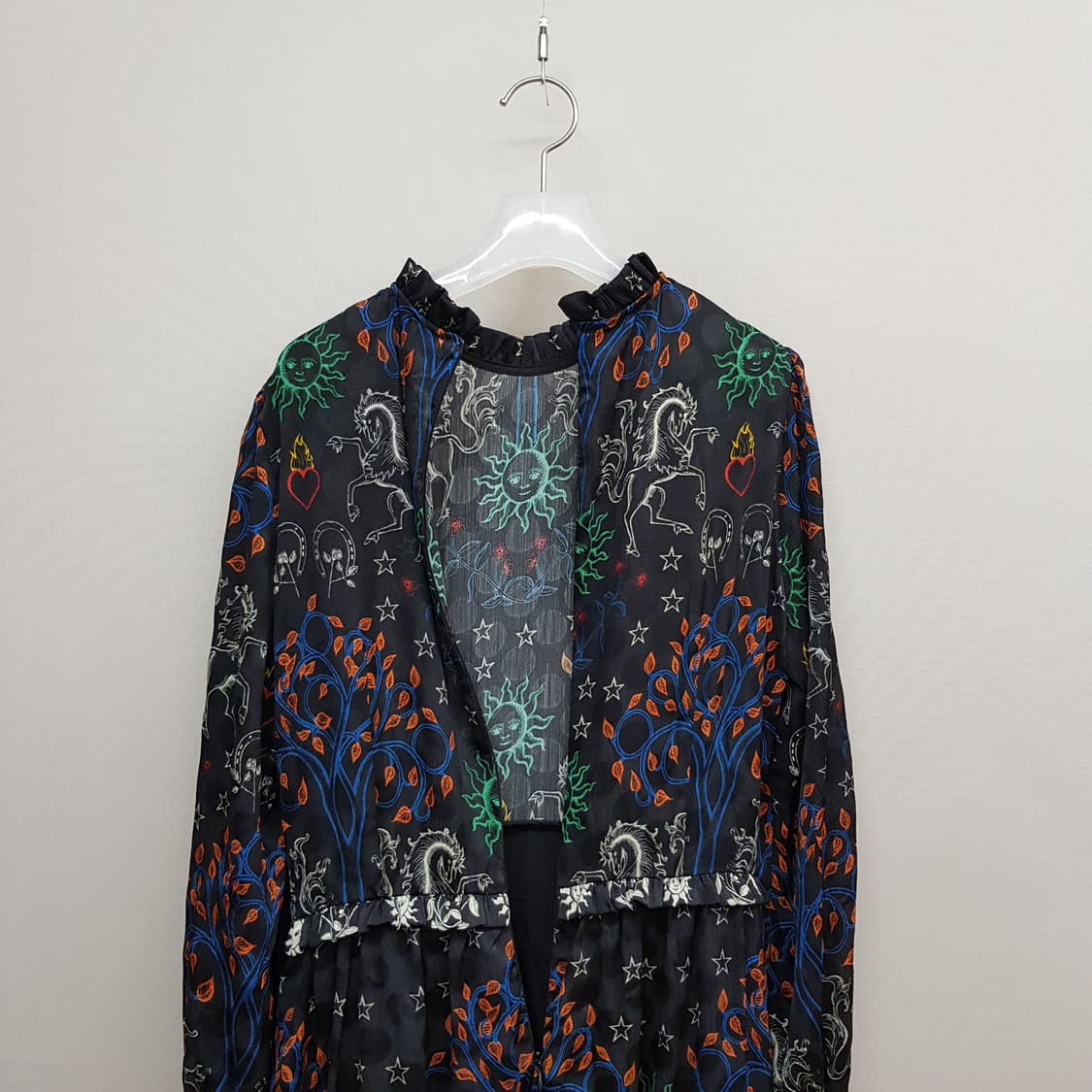 산드로 Sandro 멀티 그래픽 프린트 하이넥 롱 원피스 36사이즈 상품이미지7