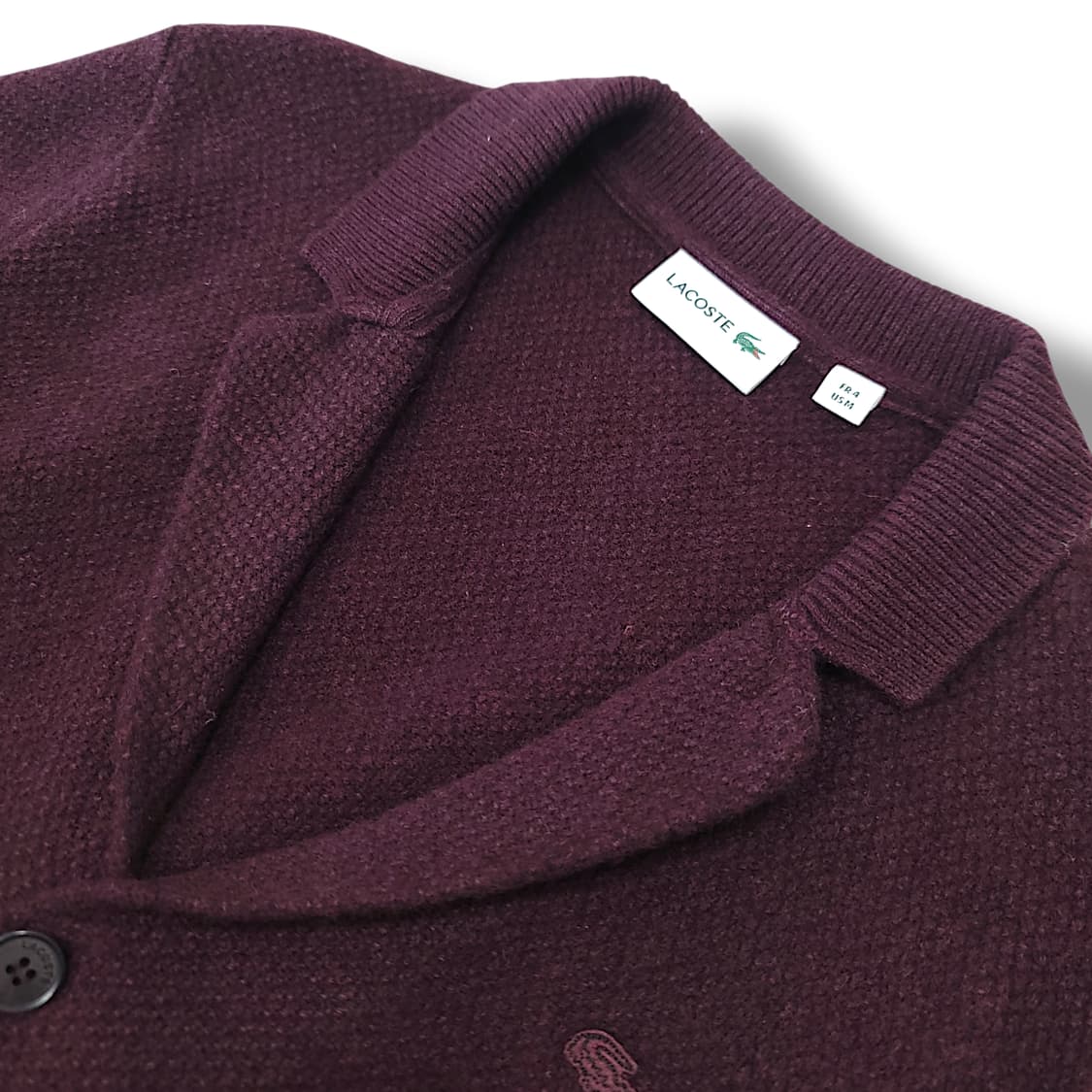 [100] 라코스테 버건디 울 혼방 숄 가디건 상품이미지7