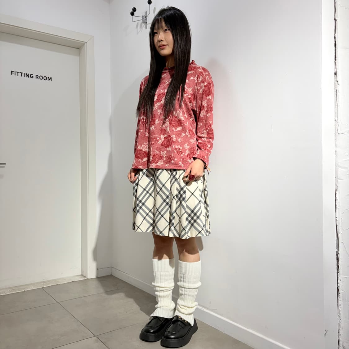 버버리 노바체크 아이보리 벨트 플리츠 스커트 상품이미지2