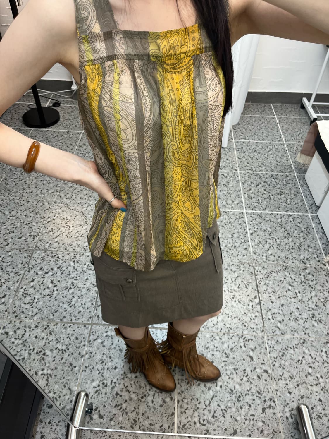 스퀘어 넥 버튼 슬리브리스 상품이미지2