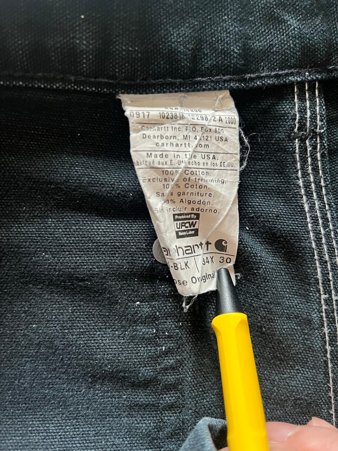 [34x30] 칼하트 B01 더블니 블랙 USA 상품이미지3