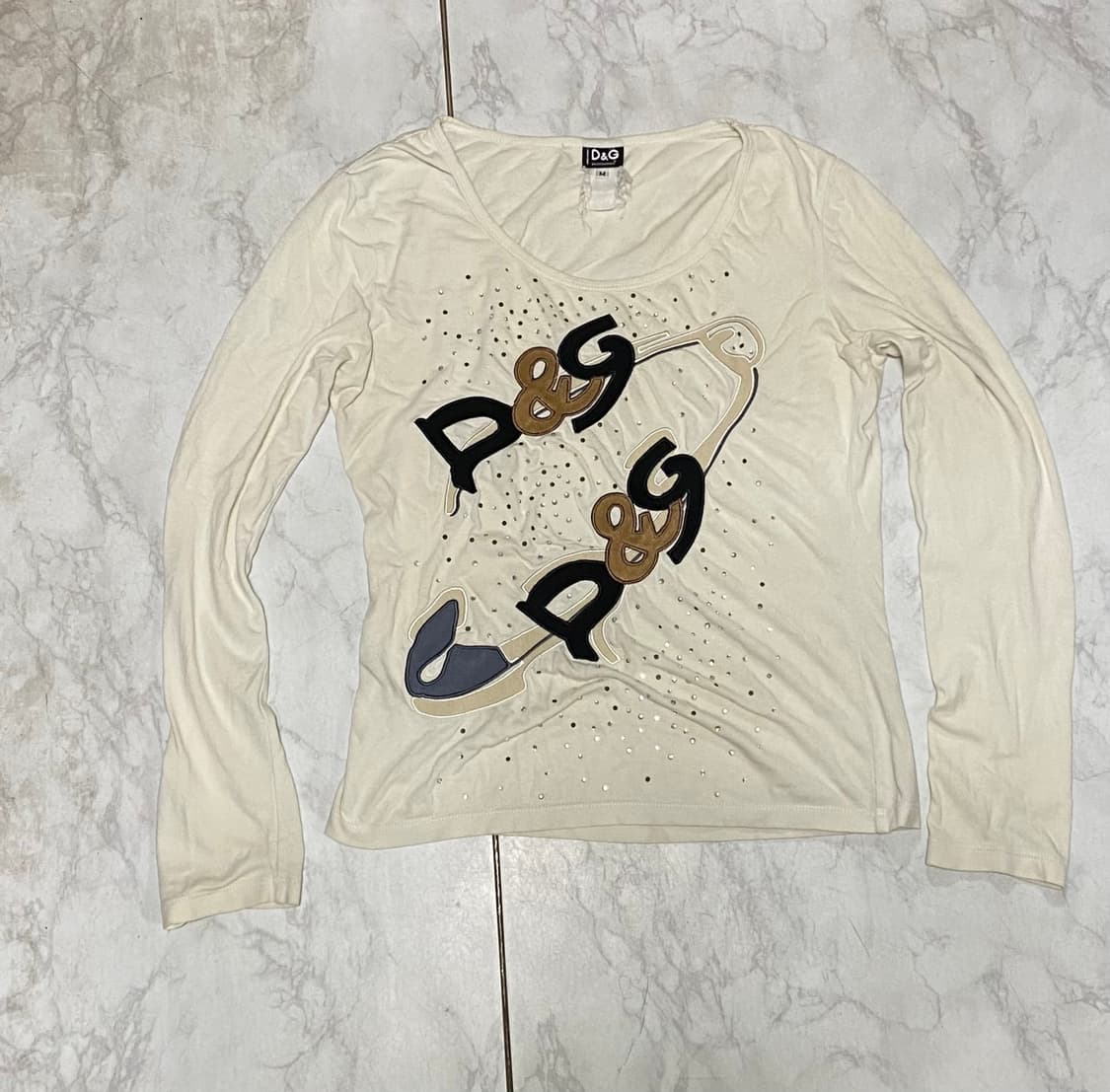 돌체앤가바나 y2k 올드스쿨 큐빅 유넥 긴팔티 여성95~100 상품이미지1