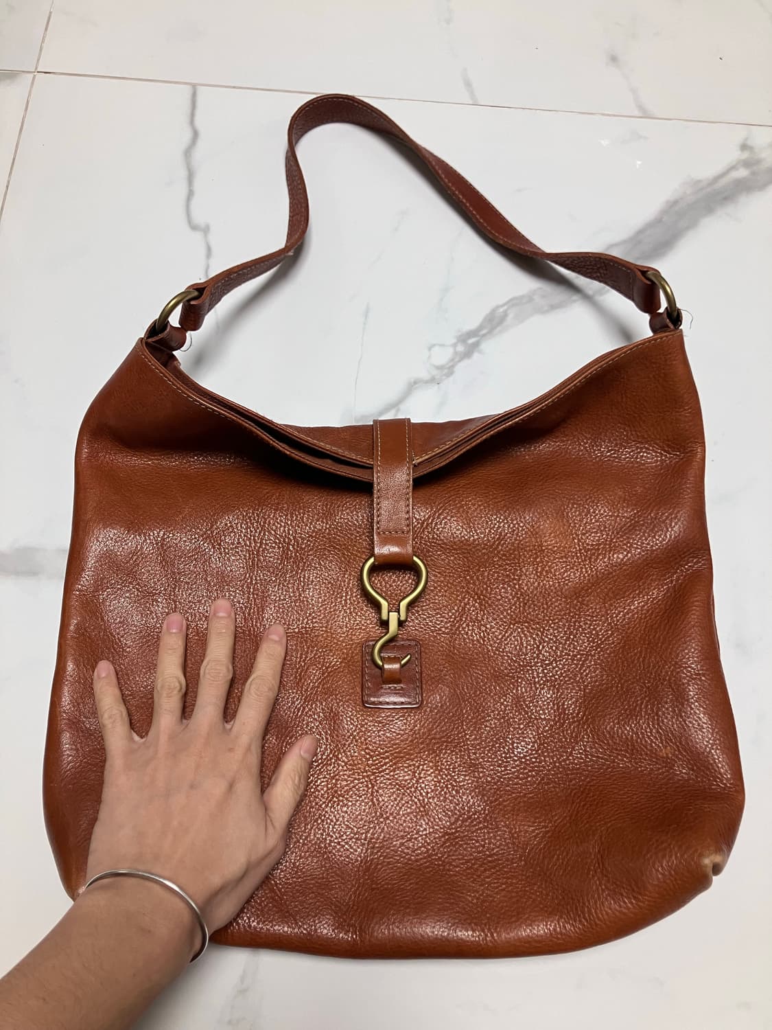 랄프로렌 빈티지 가죽 숄더백 후크 브라운 상품이미지4