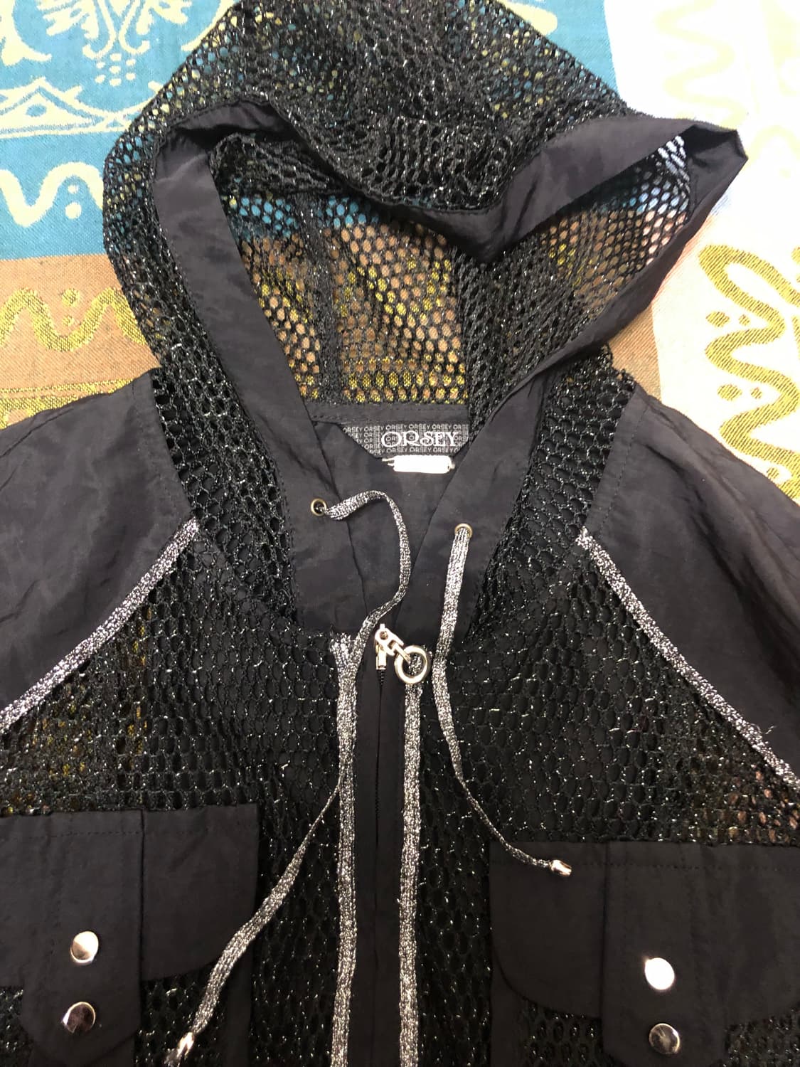 ORSEY silver glitter mesh hood zipup 상품이미지4