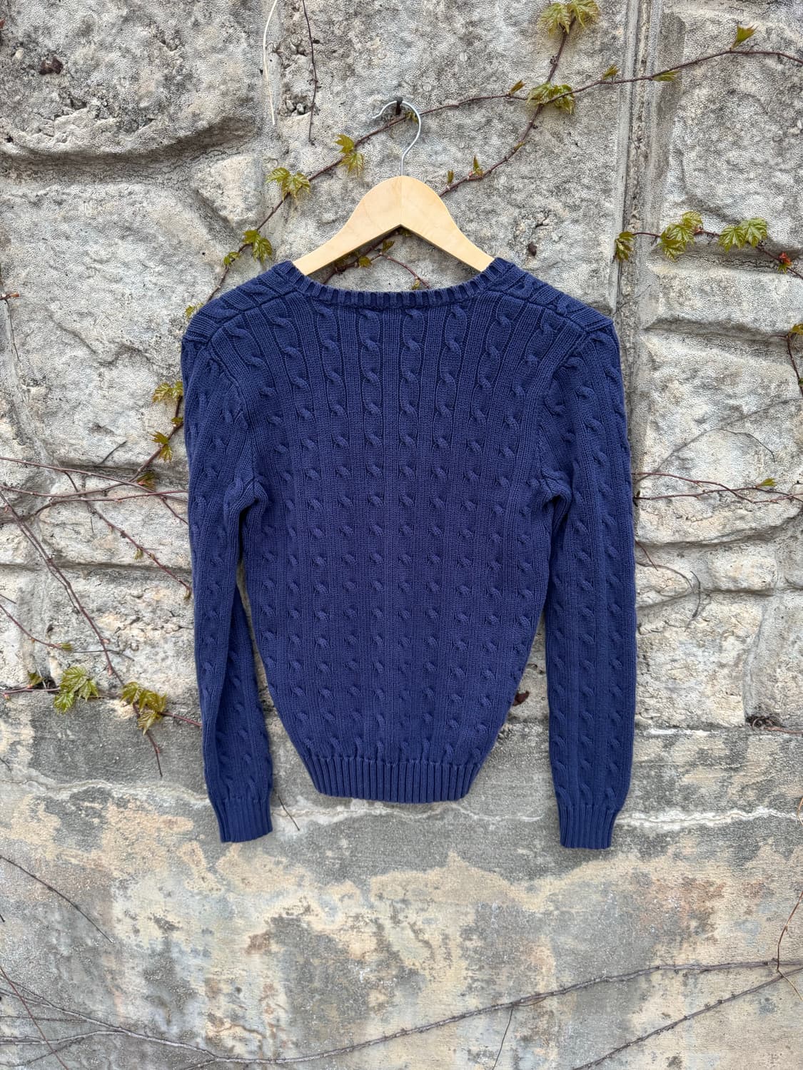 폴로 랄프로렌 빈티지 우먼 브이넥 꽈배기 코튼 니트 m 상품이미지2