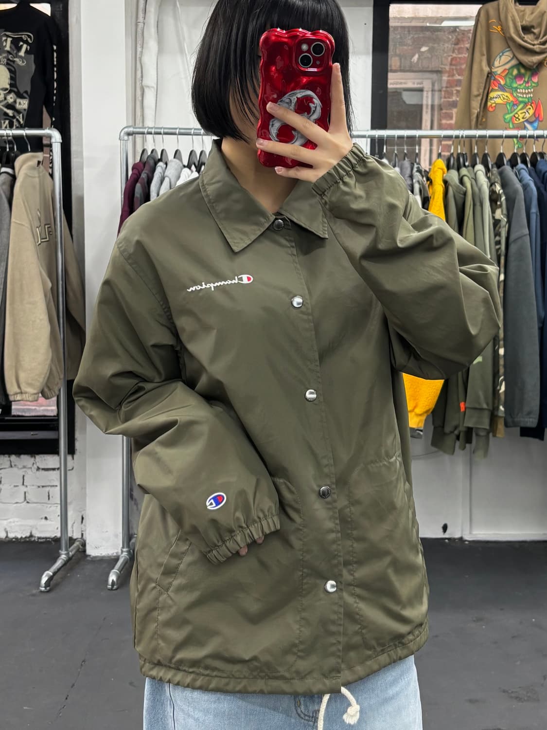 챔피온 올리브 코치자켓 상품이미지3