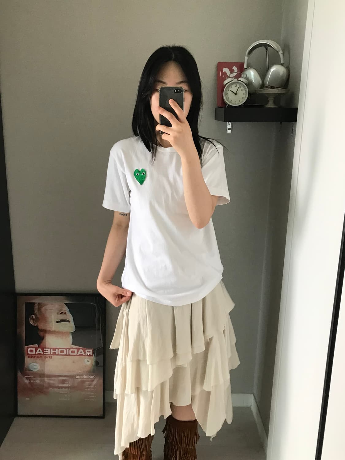 꼼데가르송 그린 와펜 화이트 반팔티 상품이미지2