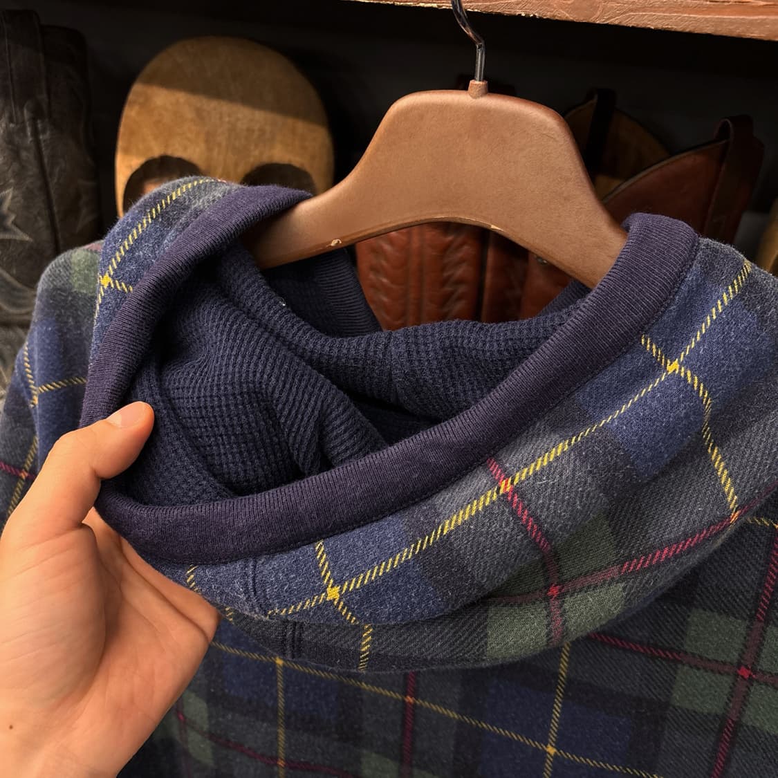 90s 폴로 랄프로렌 블랙와치 타탄 골든포니 플리스 후드집업 N1289 상품이미지7