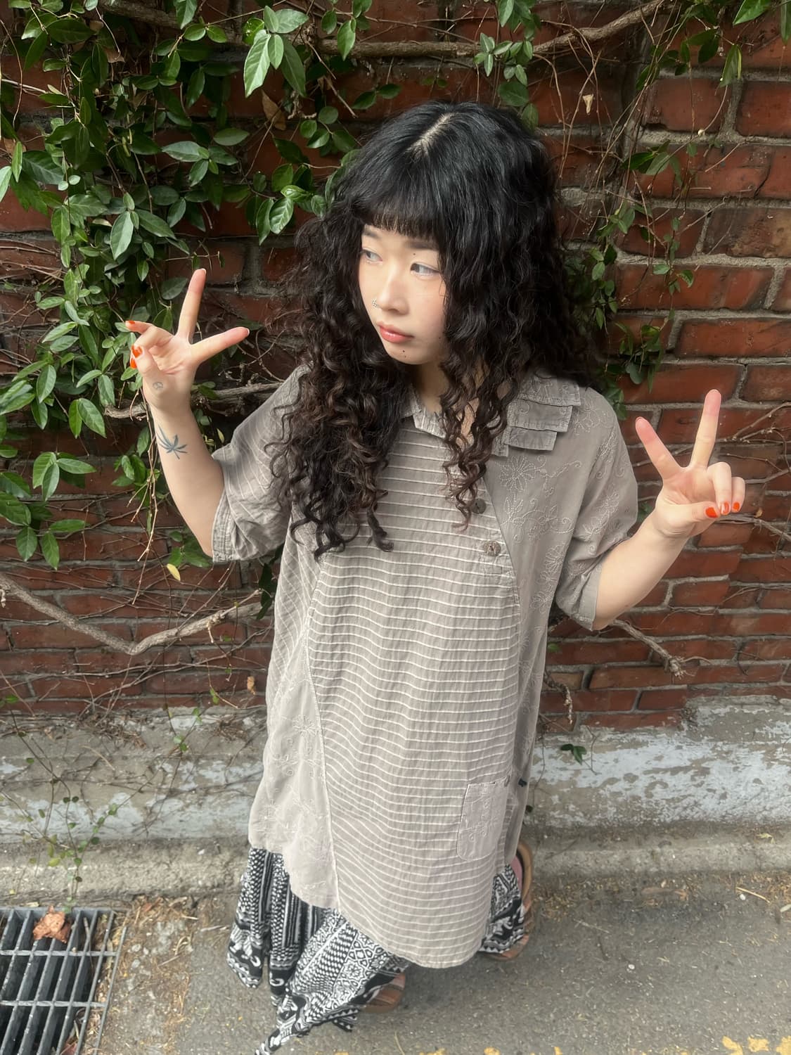 일본 빈티지 패치워크 미디 원피스 상품이미지1