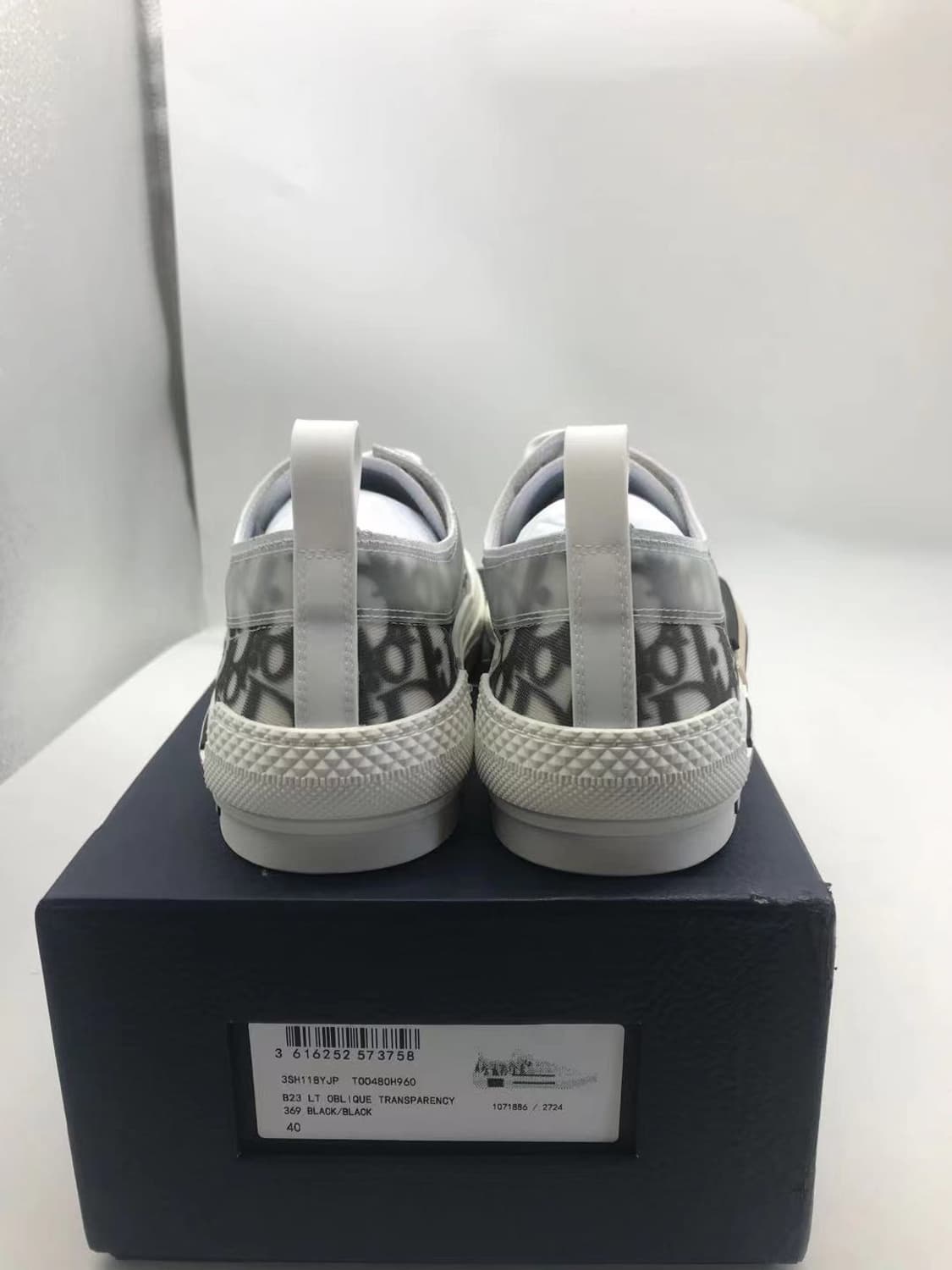 디올 B23 로우 오블리크 캔버스 화이트 & 블랙 스니커즈 40 상품이미지3