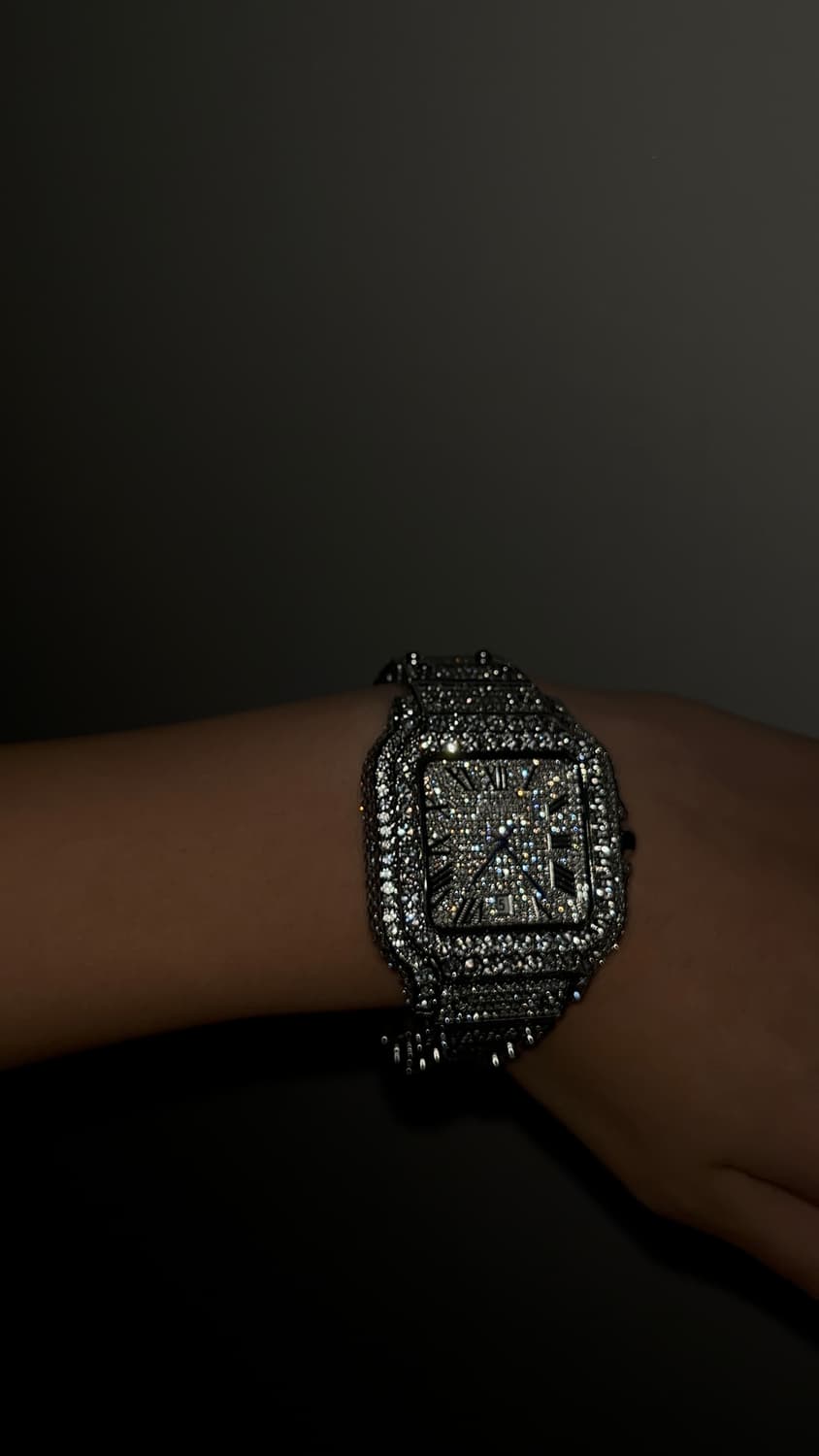 정가200 판매 iced Cartier santos 풀 모사나이트 시계 상품이미지2