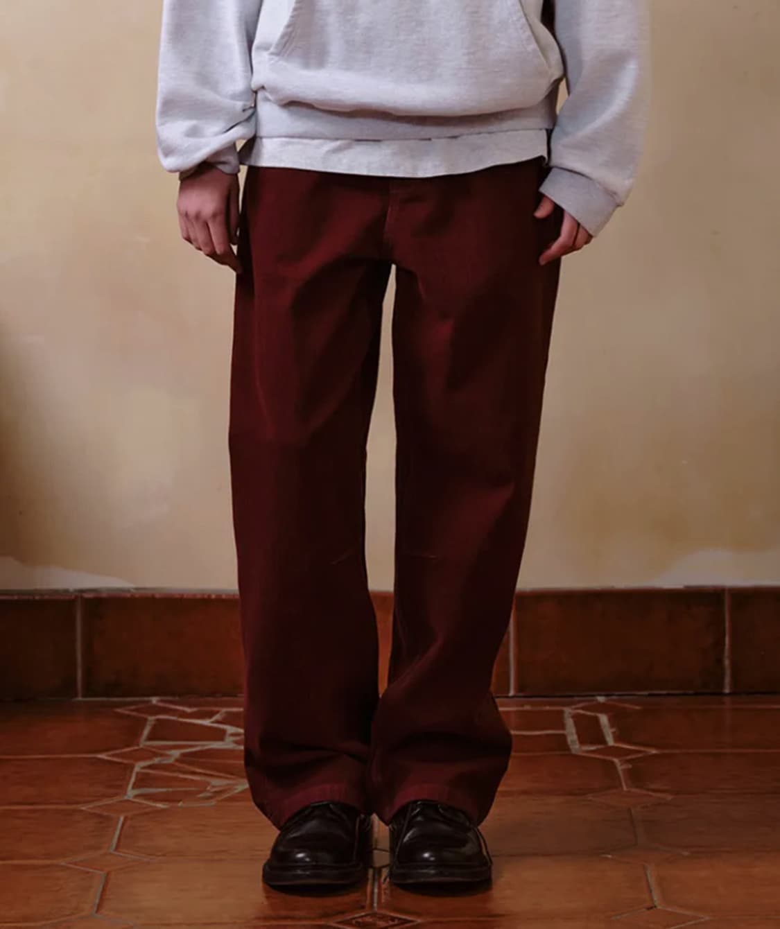 Hello sunrise 워시드 투버튼 데님 버건디 상품이미지3