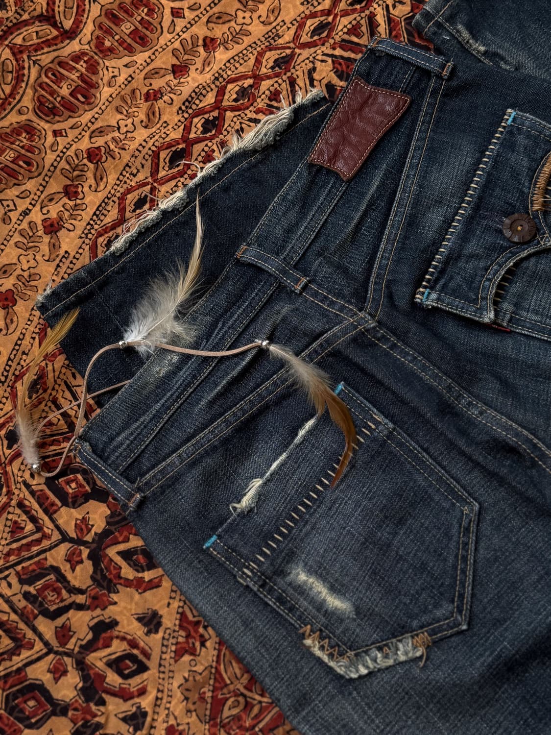 Turquoise Beaded Washed Denim Pants 0189 상품이미지2