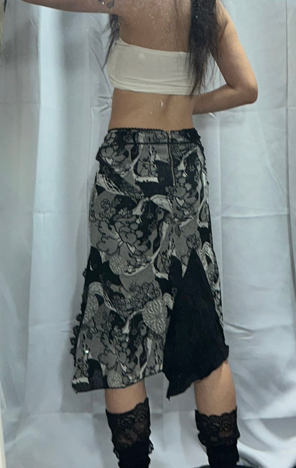 와투케 골지+나일론 투웨이 집업 오즈온 오존 오리엔탈 스커트 코디 상품이미지5