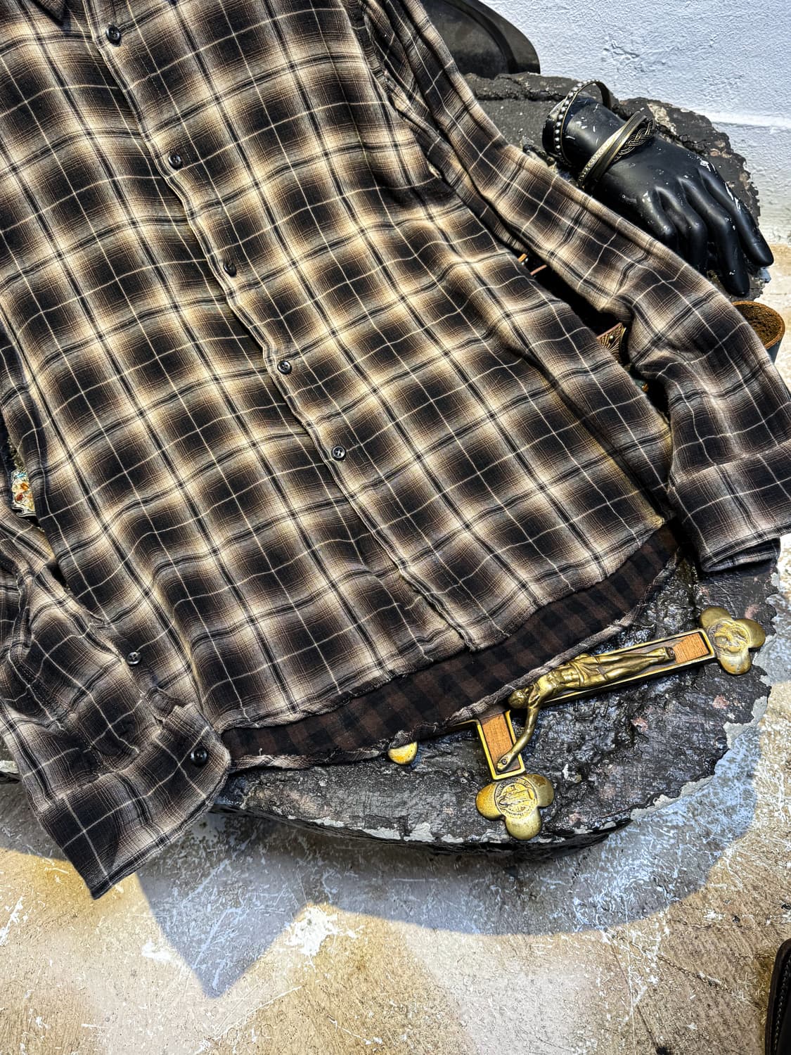 Vintage Brown Check Shirt 상품이미지8