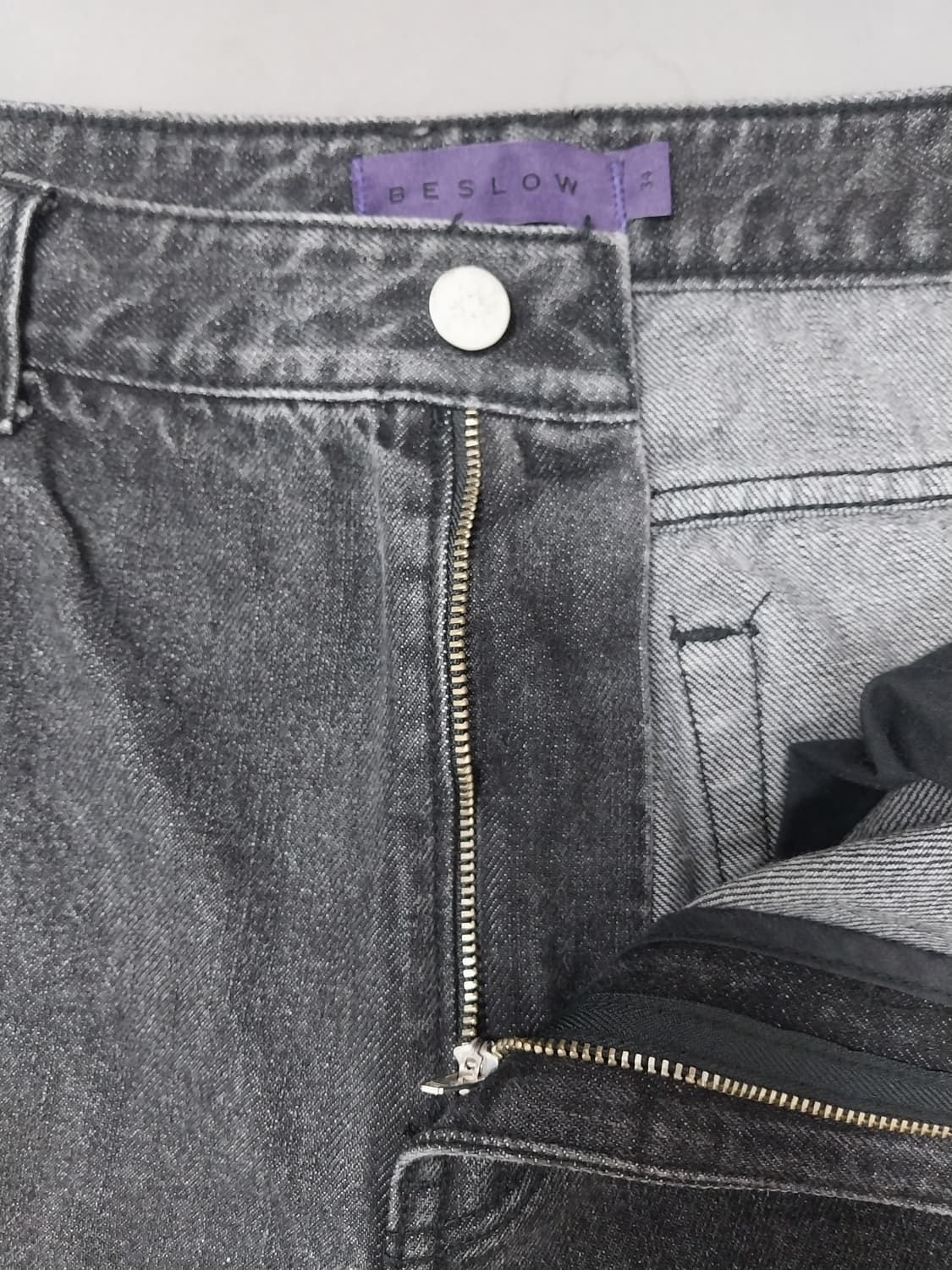 [34] 비슬로우 퍼플 미들지퍼 와이드 블랙진 청바지 상품이미지6