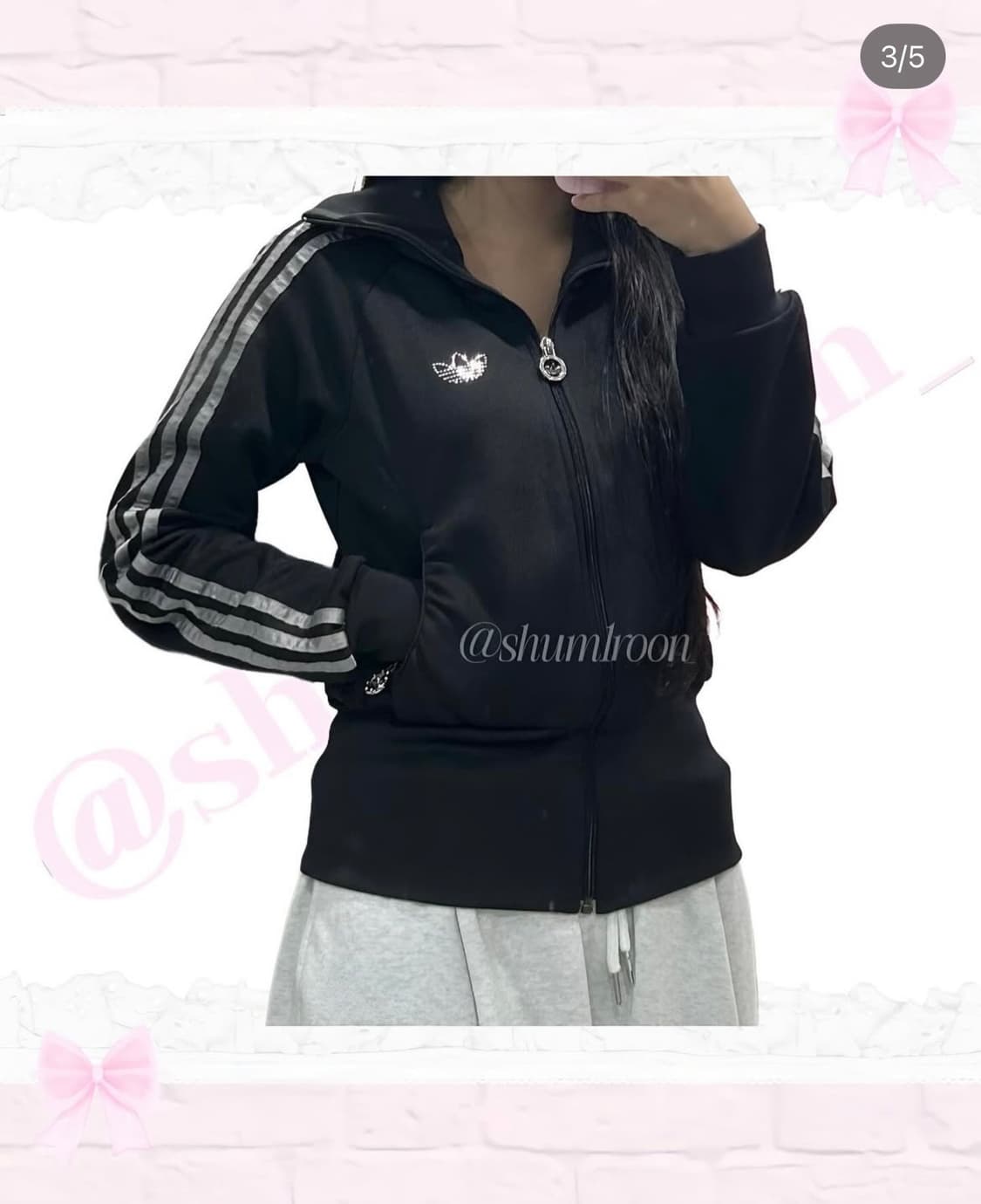 [셋업] 갸루 핑크리본탑 코르셋 아디다스 큐빅져지 상품이미지7