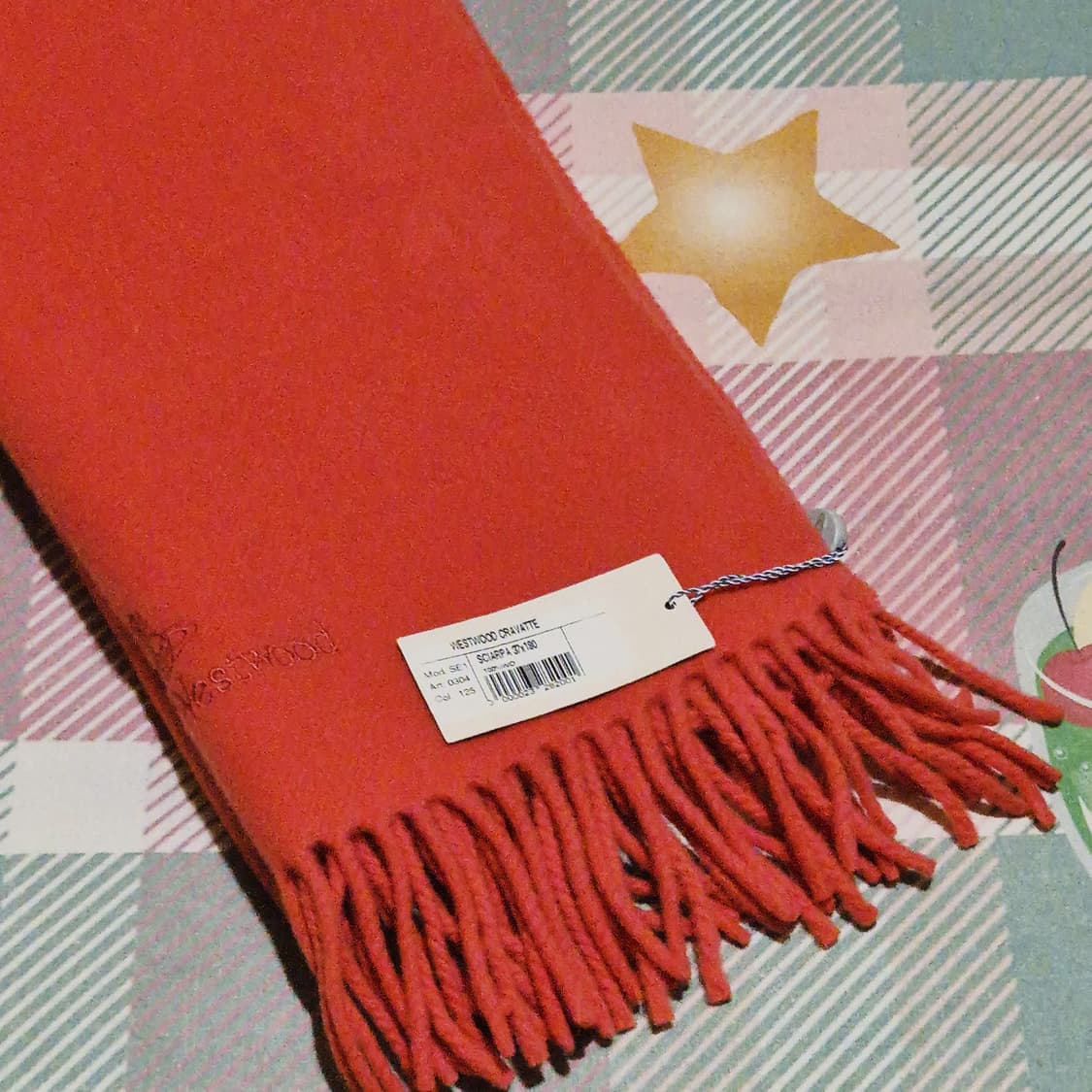 06s 비비안 웨스트우드 딸기 우유 울 머플러 상품이미지9