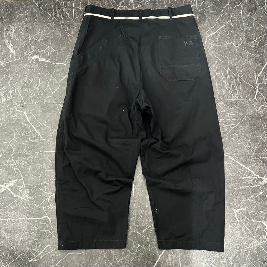 Y-3 블랙 코튼 캔버스 와이드 벌룬 워크 팬츠 상품이미지5