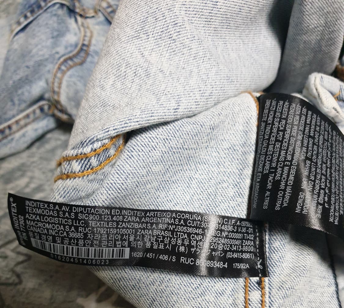 자라 빈티지워싱 데님자켓 연청 (S) 상품이미지5