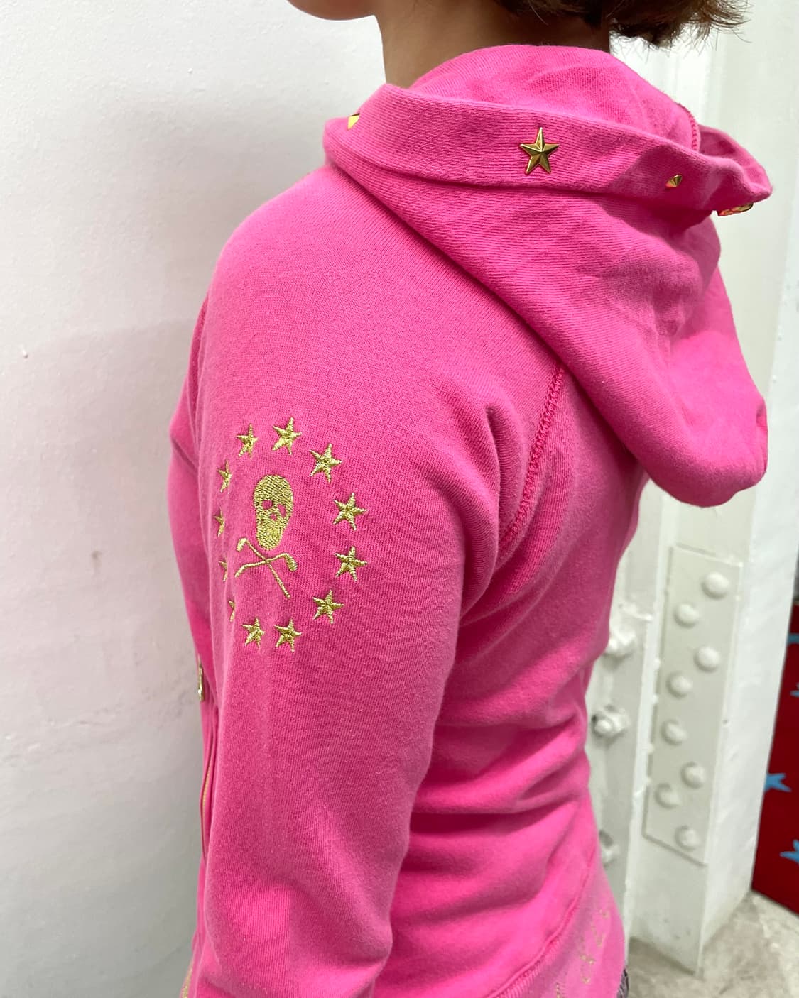 Skeleton Star Stud Pink Hoodie Zip-Up  상품이미지4