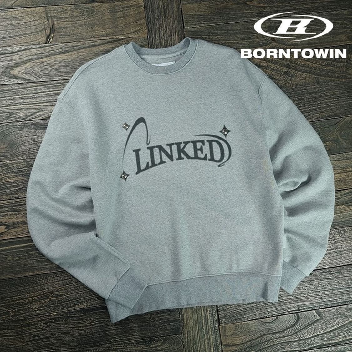 [본투윈] 그래픽 프린팅 오버핏 맨투맨 그레이 M19207 상품이미지1