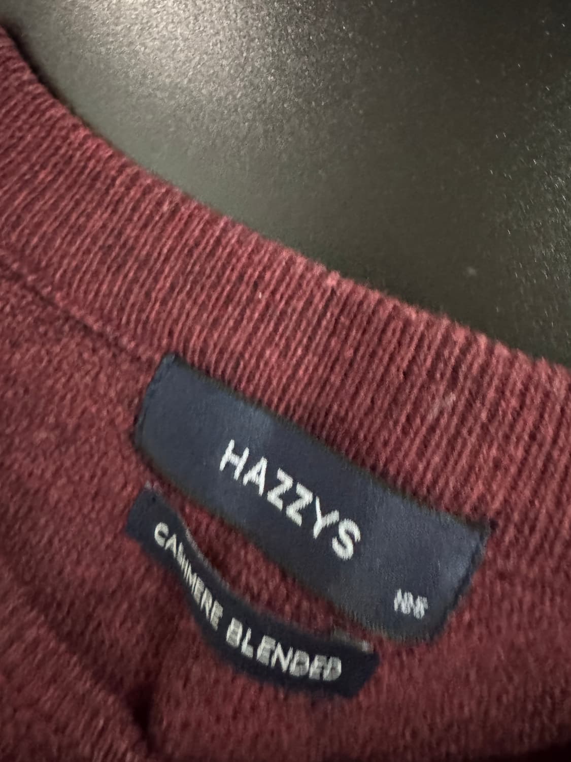 헤지스 hazzys 캐시미어 혼방 버건디 니트 L 상품이미지3