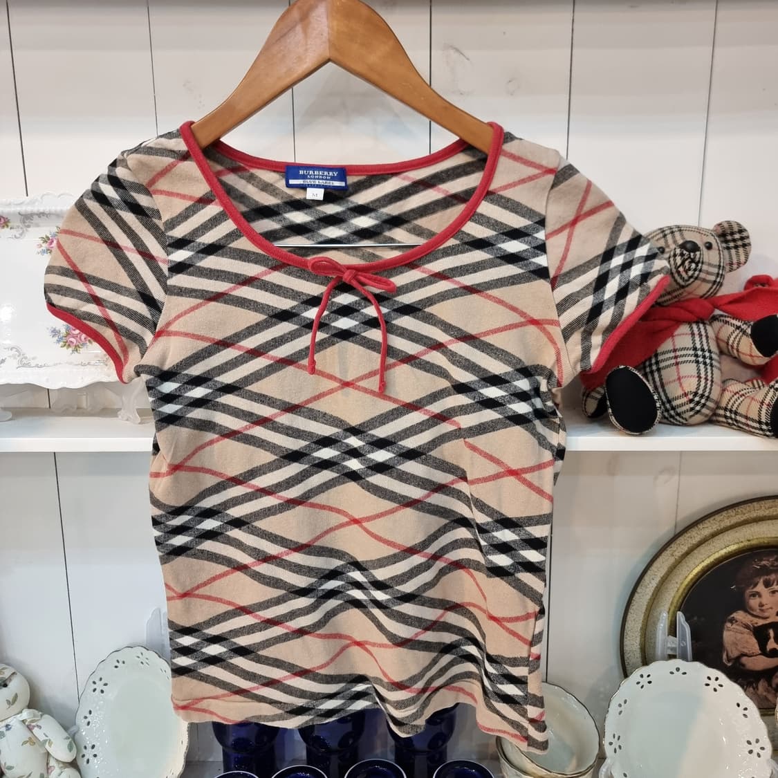 버버리 초코베이지 체크 티 상품이미지2