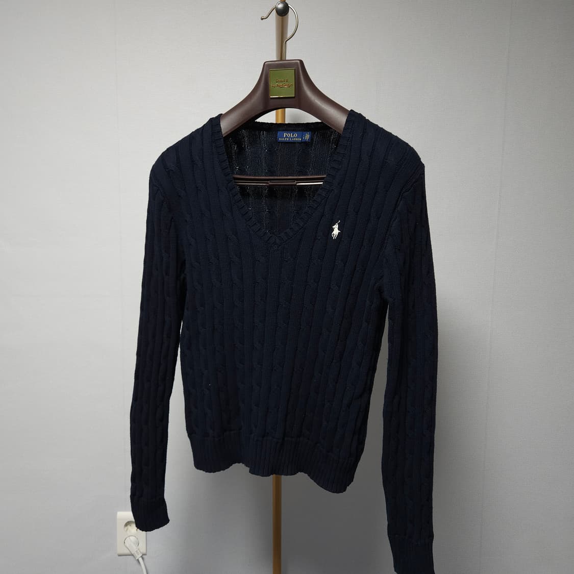 L ) 폴로 랄프로렌 여성 브이넥 케이블 니트 상품이미지1