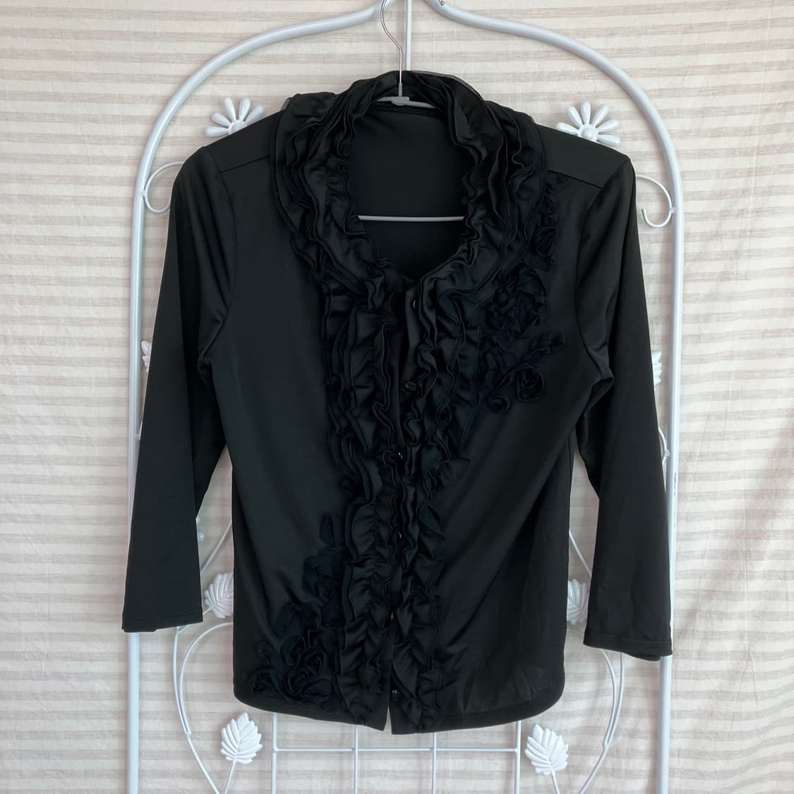 빈티지 플라워 넥 버튼 블라우스 y2k 스트릿 갸루 펑키 일본빈티지653 상품이미지1