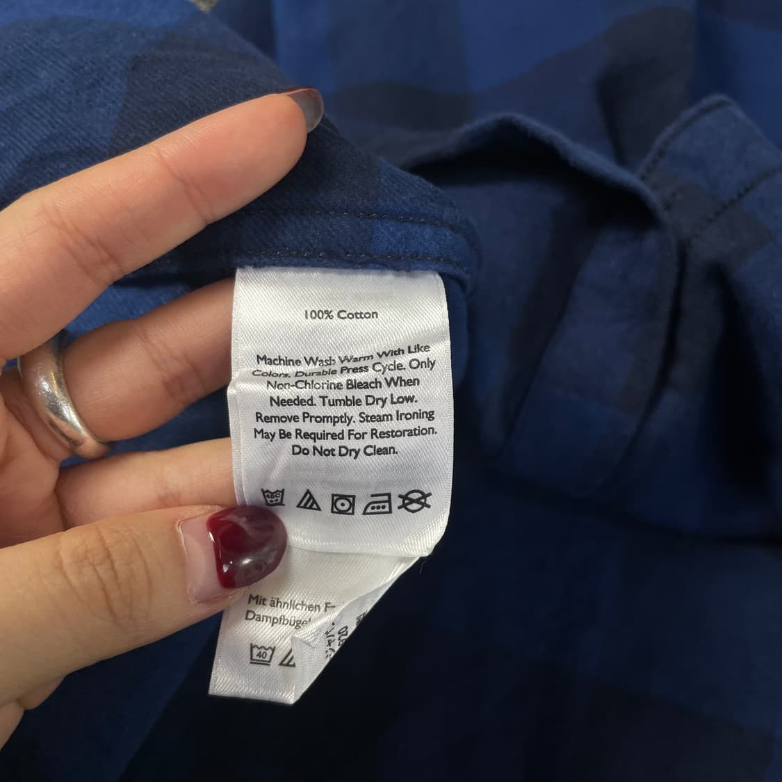 에디바우어 블루 블랙 체크 원포켓 긴팔 셔츠 클래식핏 XL 상품이미지5