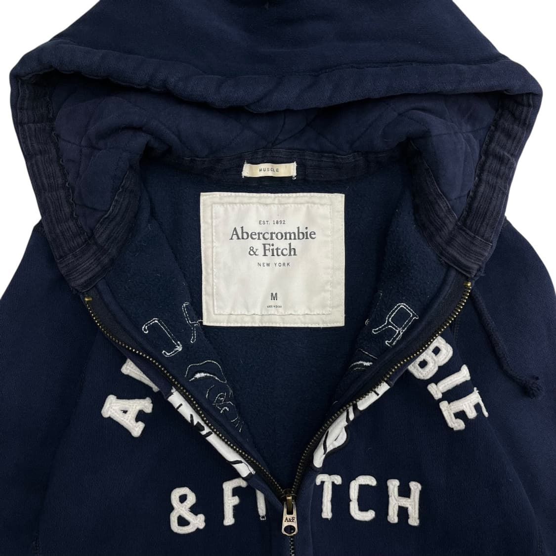 아베크롬비 센터 불독로고 네이비 후드집업 M 상품이미지5