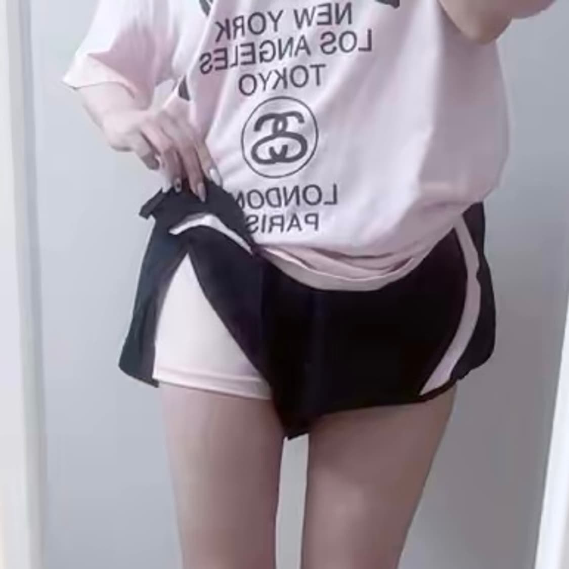 일본빈티지 페일핑크 검핑 블핑 스포티 바스락 쇼츠 숏팬츠 벌룬핏 호박바지 상품이미지5