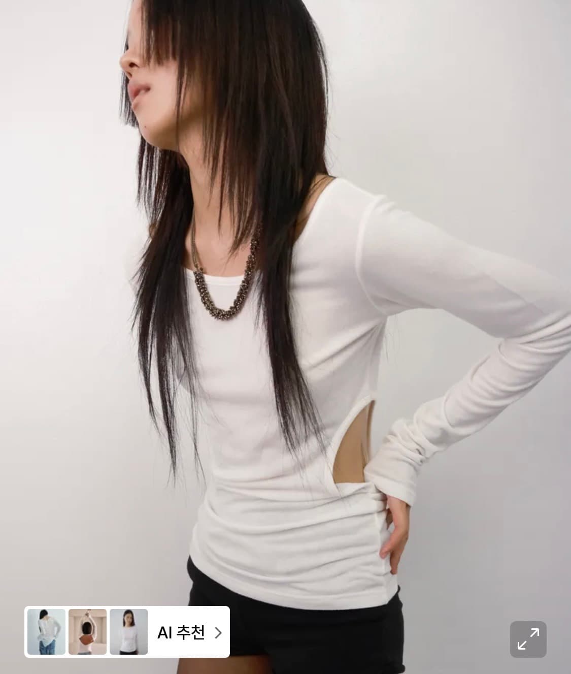 루즈슬립오버 컷아웃 롱슬리브 티 상품이미지1