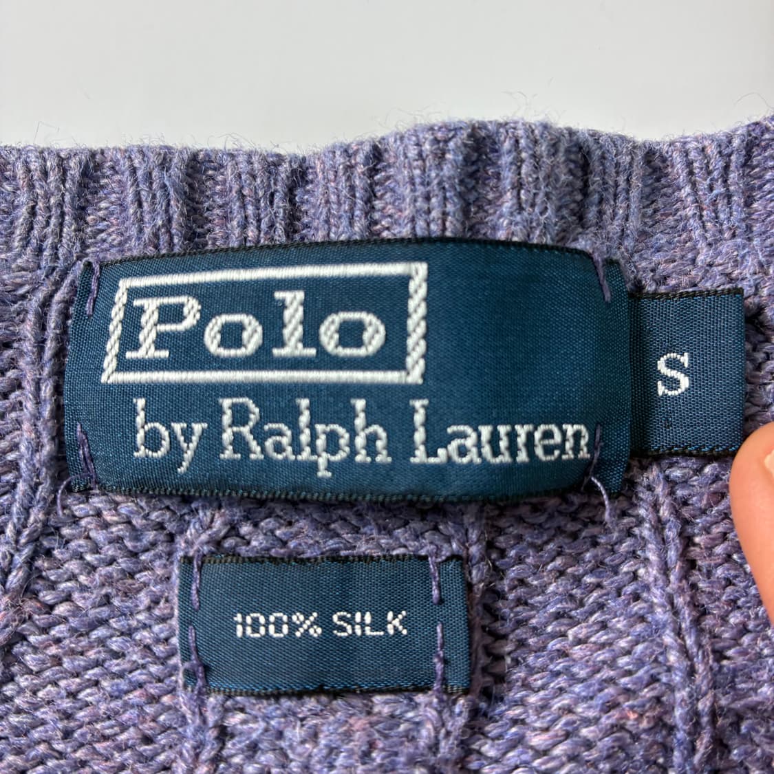 Polo  폴로 랄프로렌 자수 실크 라벤더 꽈배기 니트  상품이미지4