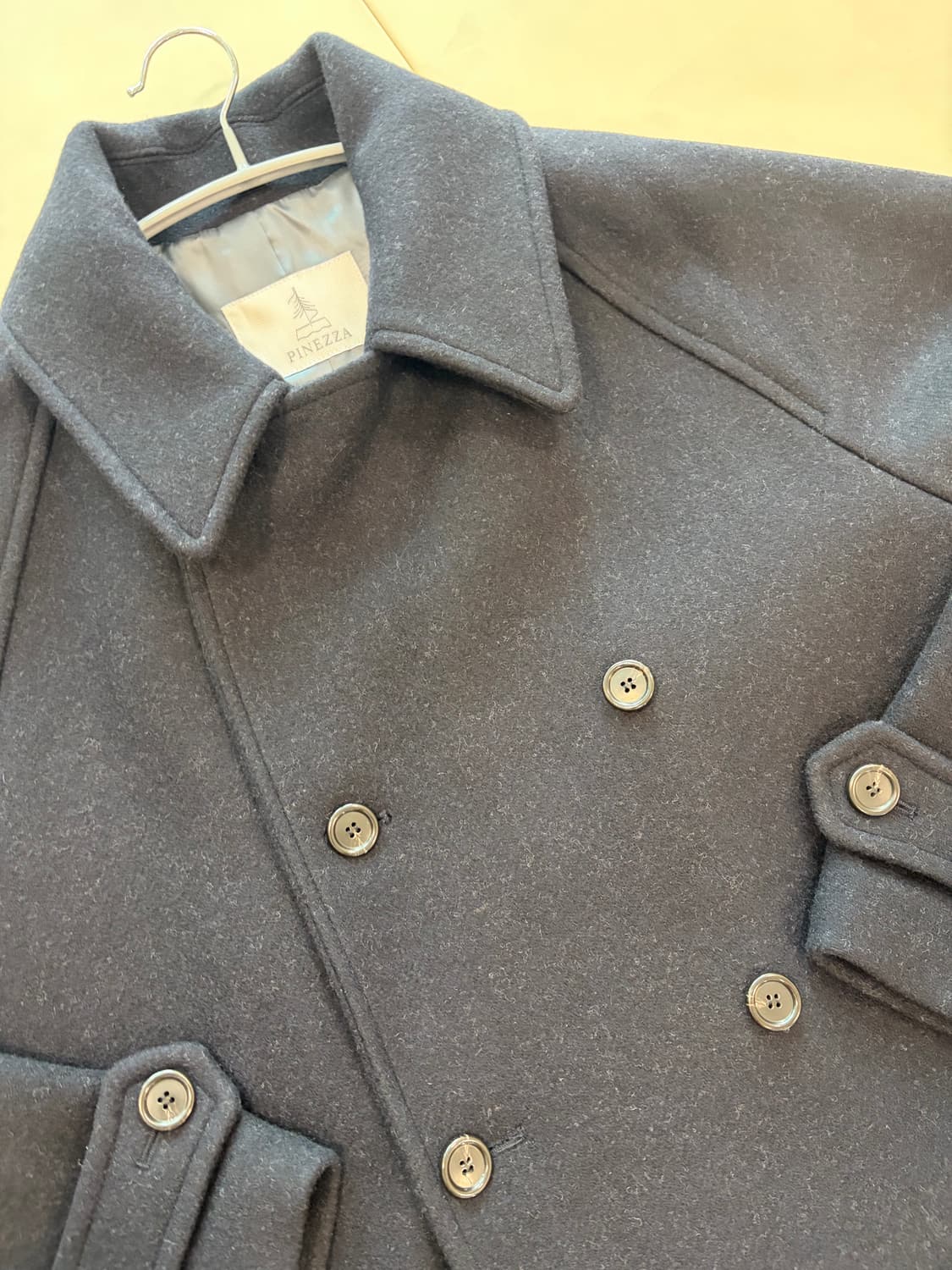 멋랩x피네짜 울 더블코트 네이비 M(100-105) 상품이미지5