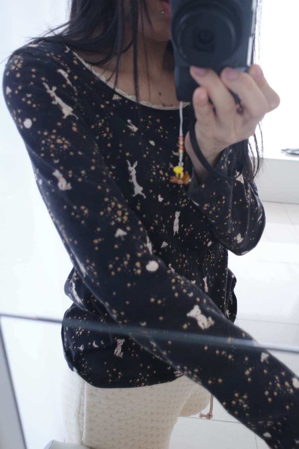 Lace trimming graphic top 상품이미지3
