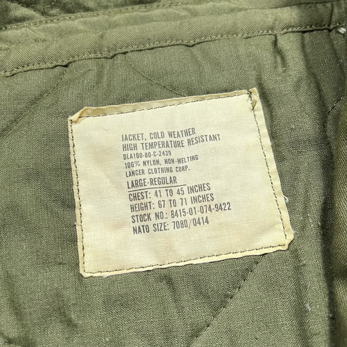 80's Military USA 콜드웨더 CVC 탱커 자켓  상품이미지7