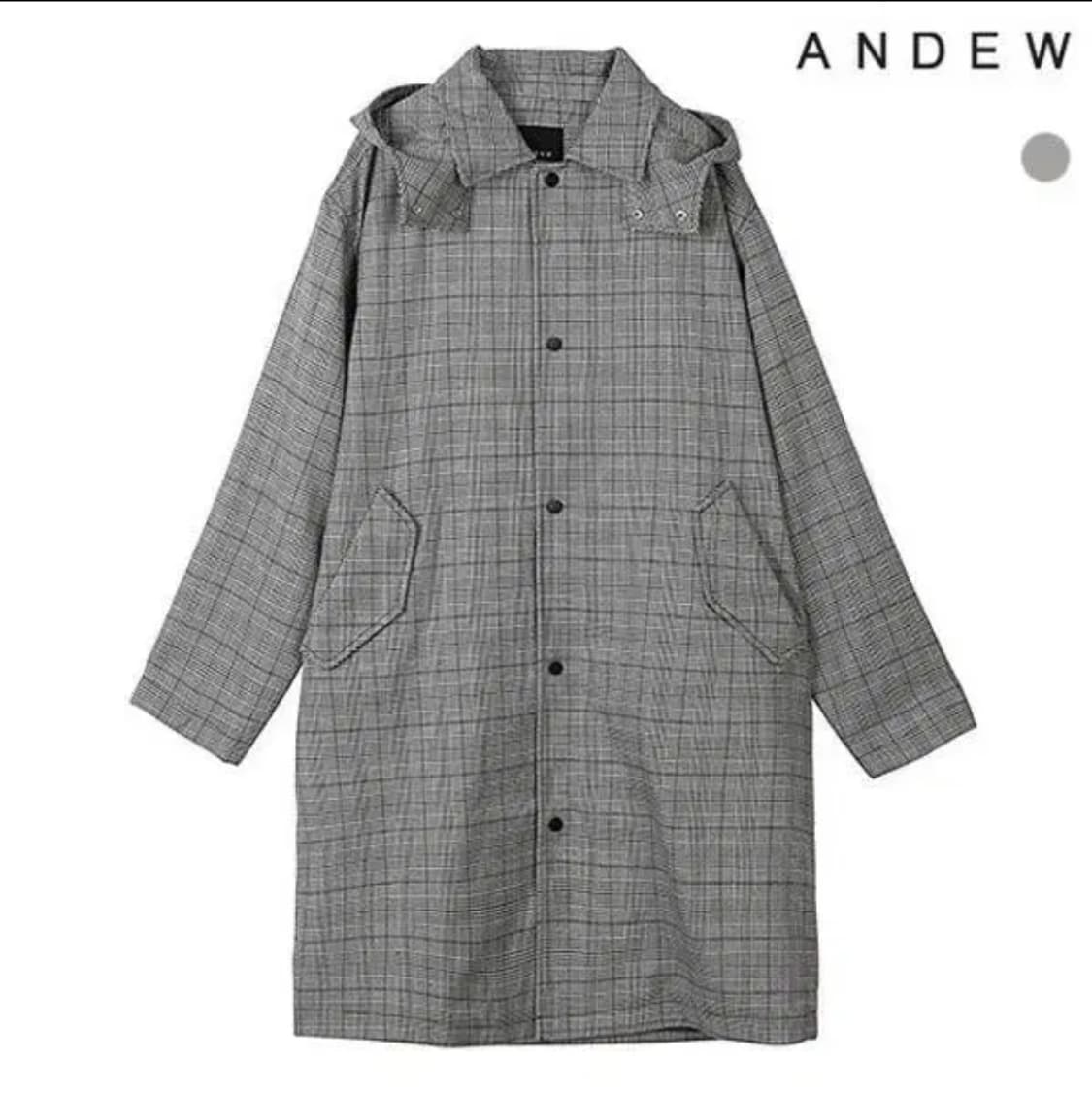 앤듀 체크 후드 사파리 코트 점퍼 XL~ 상품이미지1