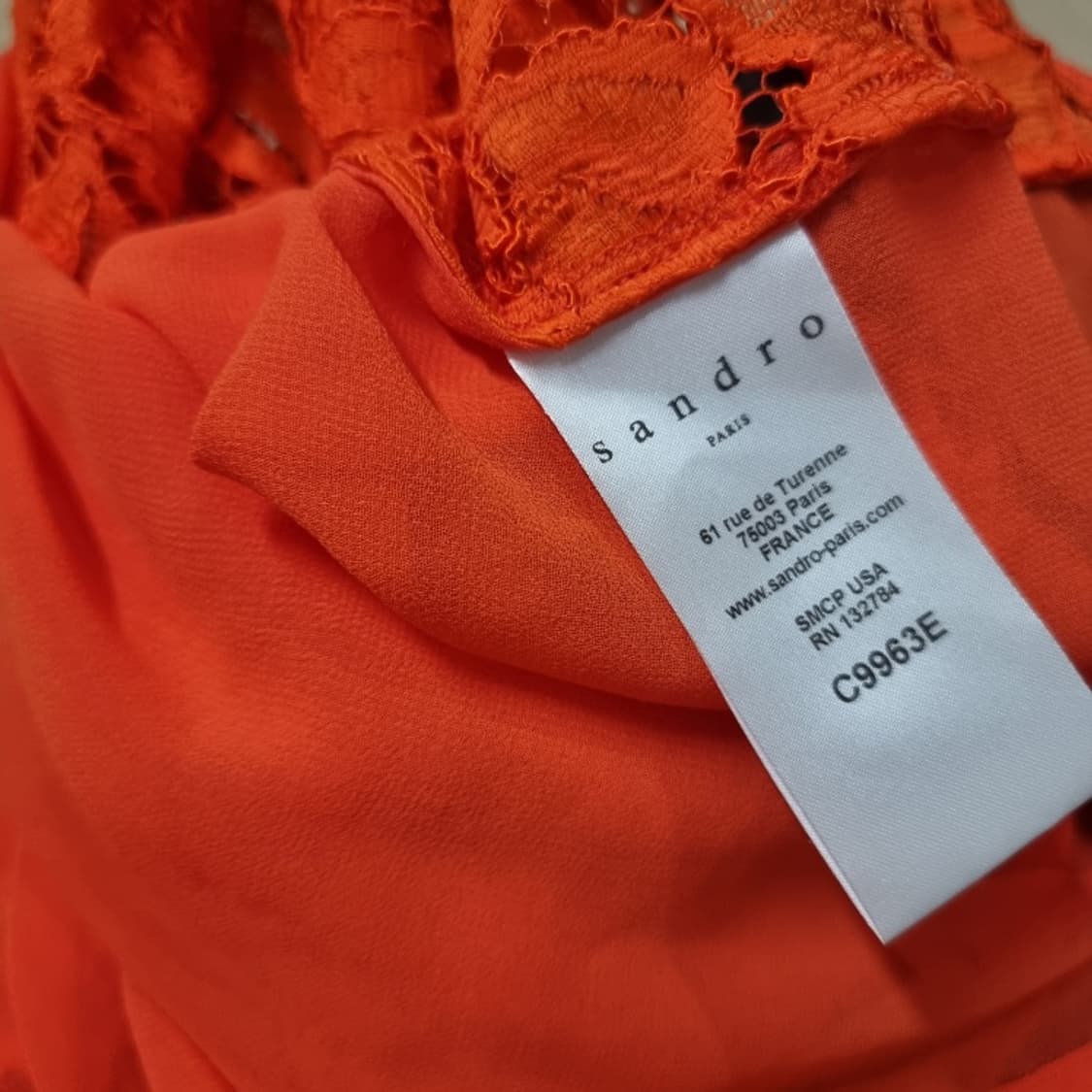 산드로 Sandro 레이스자수 슬리브리스 블라우스 (55) 상태최상 상품이미지6