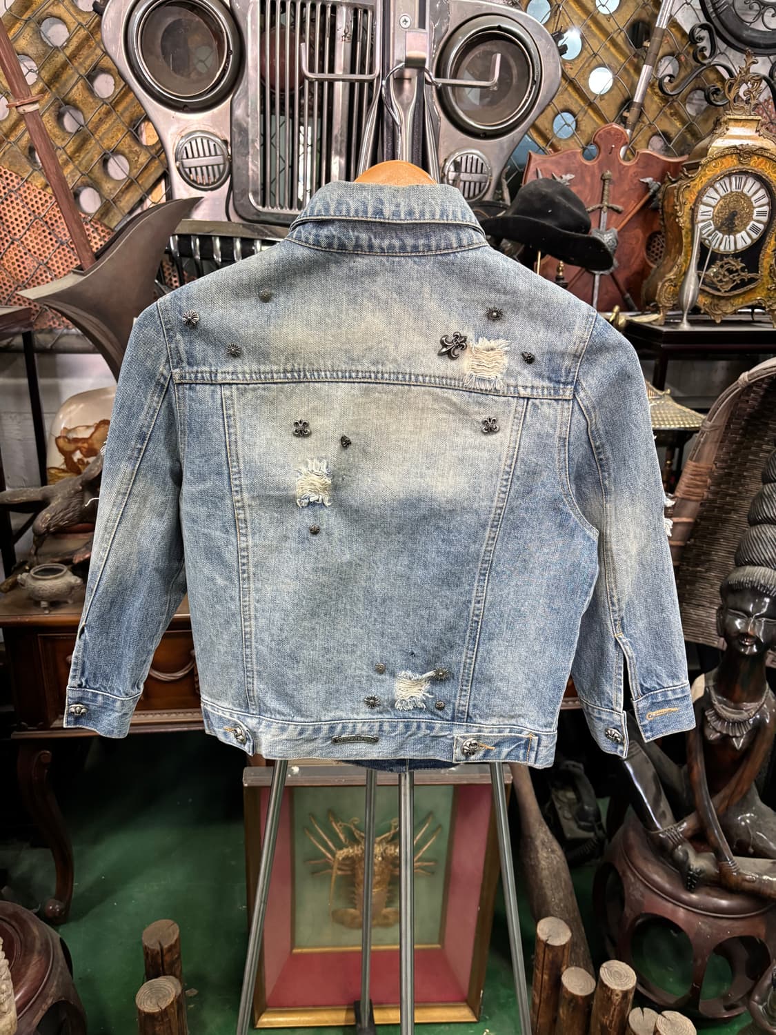 찡 장식 빈티지 데미지 워싱 크롭 데님 청 자켓 상품이미지4